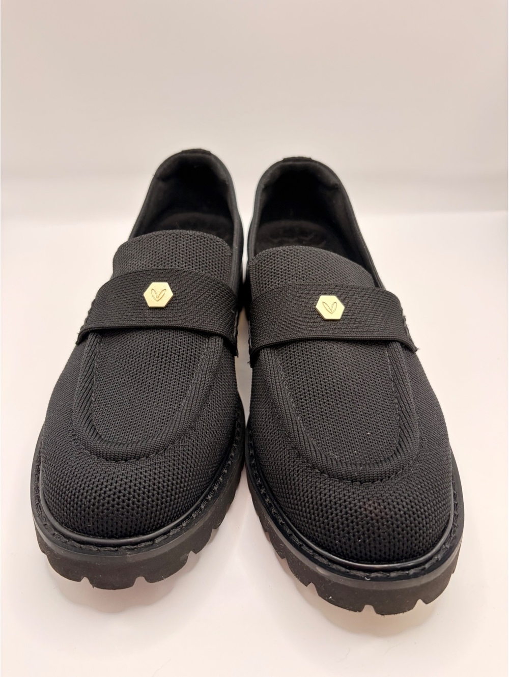 Vivaia Round-Toe Platform Chunky Heel Loafers Francesca Size 7.5 Black Knit - Picture 14 of 16